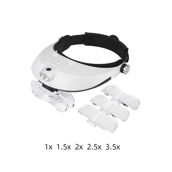 Headband Magnifying Glasses with 5 Lenses  (1X 1.5X 2X 2.5X 3.5X) Head-Mounted Magnifier Glasses Jeweler&#39;s Loupe