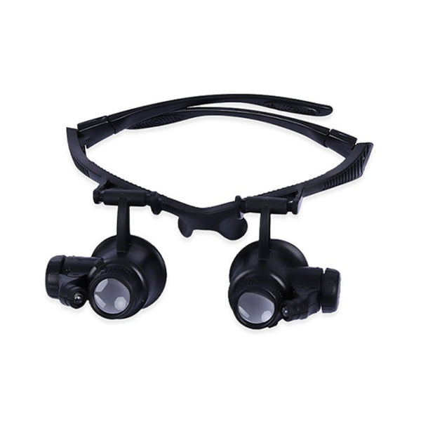 BEILESHI 9892GJ Headband Magnifying Glasses with 6 Lenses 10X 15X 20X 25X Repair Tool Lighted Jeweler Loupe