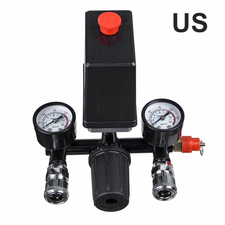 220V 90-120PSI Pressure Switch Manifold Regulator Gauges Air Compressor Pressure Switch Control Valve
