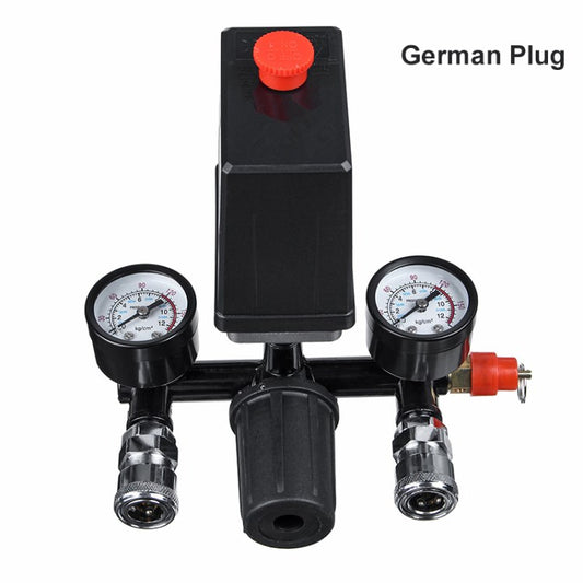 220V 90-120PSI Pressure Switch Manifold Regulator Gauges Air Compressor Pressure Switch Control Valve