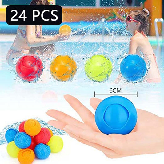 24Pcs Reusable Water Bombs Quick Fill Water Balloons Splash Soaker Water Fight Toy for Pool Party