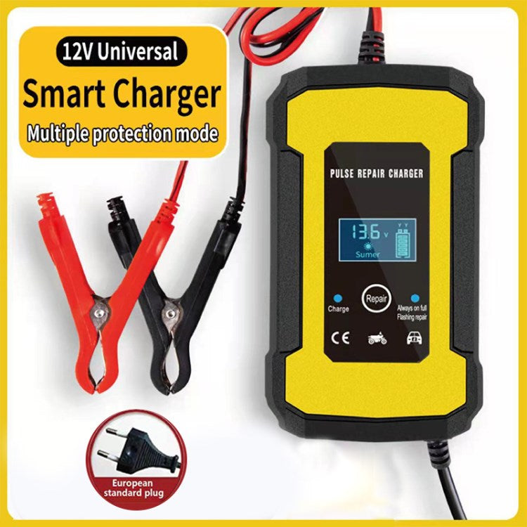 12V 6A Car Battery Charger One-click Repair Intelligent Control 110V to 220V Motorcycle Lead Acid Battery Adapter