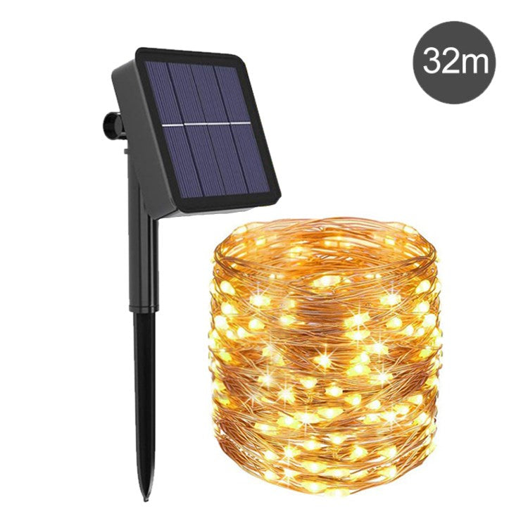 Outdoor Solar Fairy String Light Adjustable Waterproof Durable Silver Wire Light for Patio Garden Christmas Decoration