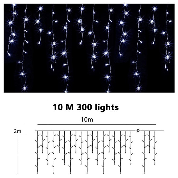 Solar Curtain String Lights Outdoor Remote Control 10m 300 LED Fairy Waterfall String Light for Home Garden Patio Wedding Christmas Party