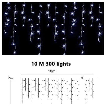 Solar Curtain String Lights Outdoor Remote Control 10m 300 LED Fairy Waterfall String Light for Home Garden Patio Wedding Christmas Party