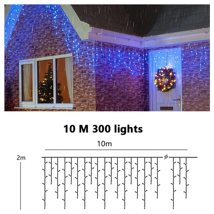 Solar Curtain String Lights Outdoor Remote Control 10m 300 LED Fairy Waterfall String Light for Home Garden Patio Wedding Christmas Party