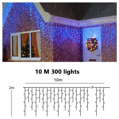 Solar Curtain String Lights Outdoor Remote Control 10m 300 LED Fairy Waterfall String Light for Home Garden Patio Wedding Christmas Party
