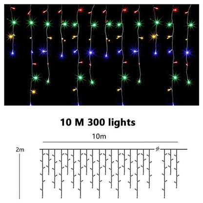 Solar Curtain String Lights Outdoor Remote Control 10m 300 LED Fairy Waterfall String Light for Home Garden Patio Wedding Christmas Party