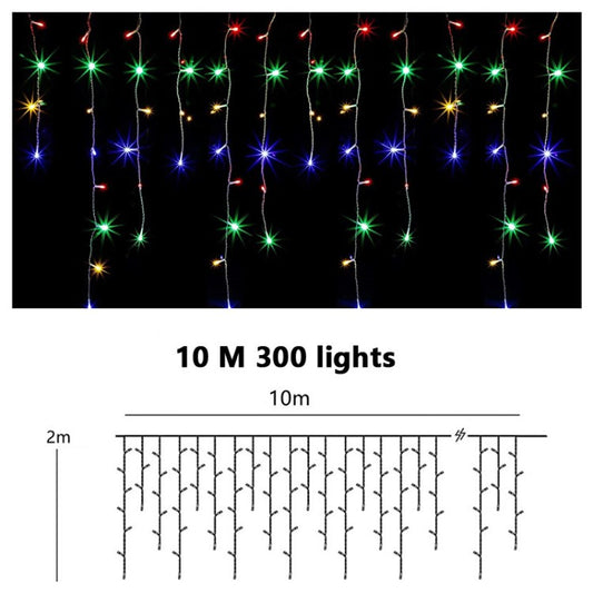 Solar Curtain String Lights Outdoor Remote Control 10m 300 LED Fairy Waterfall String Light for Home Garden Patio Wedding Christmas Party