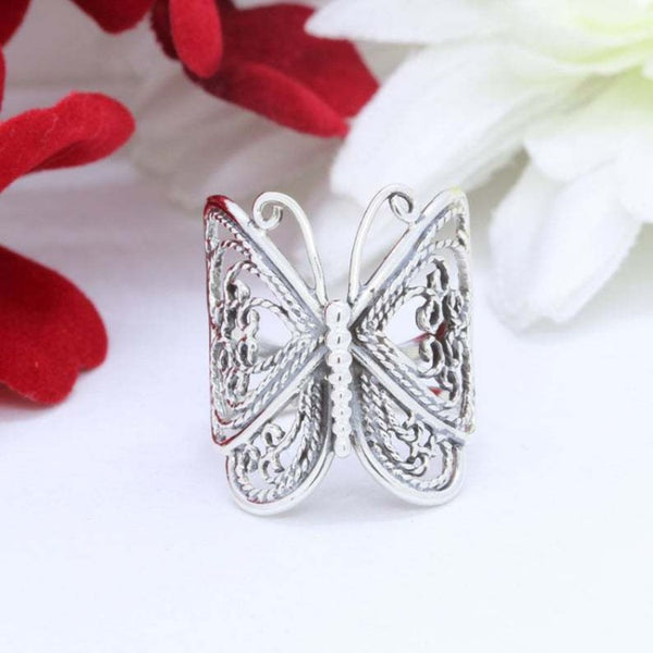 Alloy Butterfly Ring Ornament Adjustable Size Open Ring Jewelry Gift for Valentines Day Party Birthday