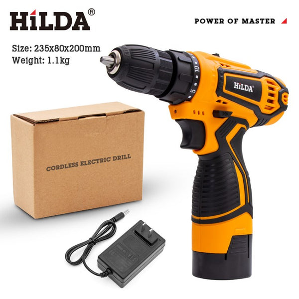 HILDA Electric Drill Screwdriver 16.8V US Plug Rechargeable Cordless Woodworking Drill Power Tool Power Drill Driver