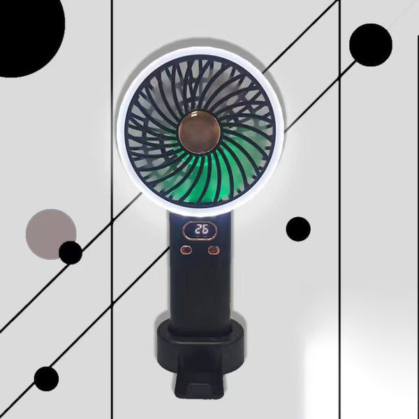 Handheld Mini Fan LED Display Personal Desk Table Fan 1200mAh Rechargeable Small Portable Ventilador with Phone Holder