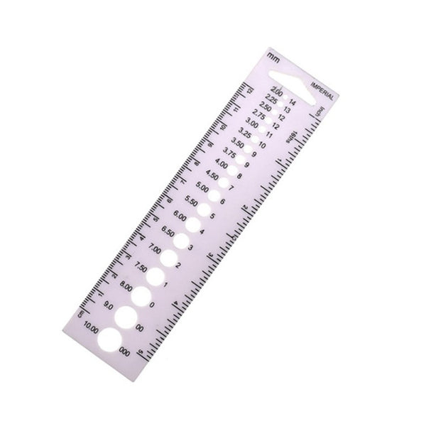 AC183 Knitting Needle Ruler Inch Gauge US mm 2.0-10.0mm Ruler Tailor Sewing Tool