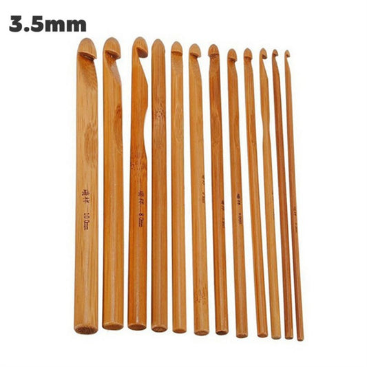 12Pcs Crochet Hooks 3-10mm Bamboo Knitting Needles Weave Yarn Craft Multi-Tools
