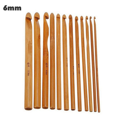 12Pcs Crochet Hooks 3-10mm Bamboo Knitting Needles Weave Yarn Craft Multi-Tools