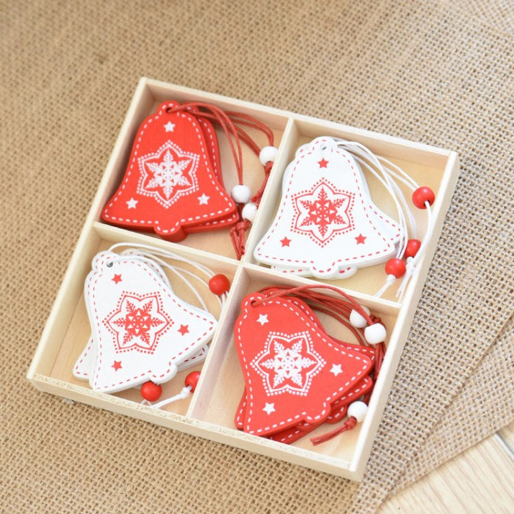 12Pcs Christmas Hanging Wood Tree Pendants Easter Ornaments Cutout Tag Pendants Baubles