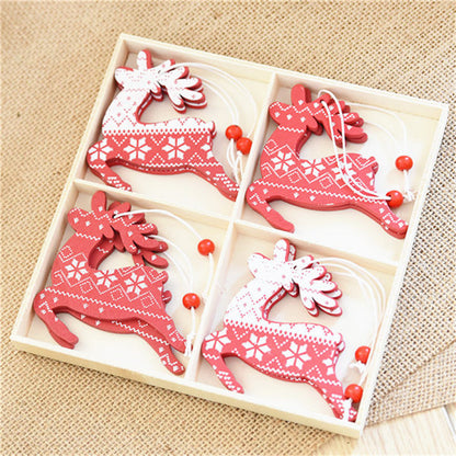 12Pcs Christmas Hanging Wood Tree Pendants Easter Ornaments Cutout Tag Pendants Baubles