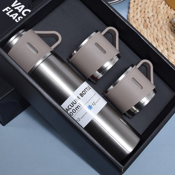 500ml 304 Stainless Steel Vacuum Insulated Bottle Water Cup with 3 Lid Cover for Coffee Hot (without FDA Certificate)