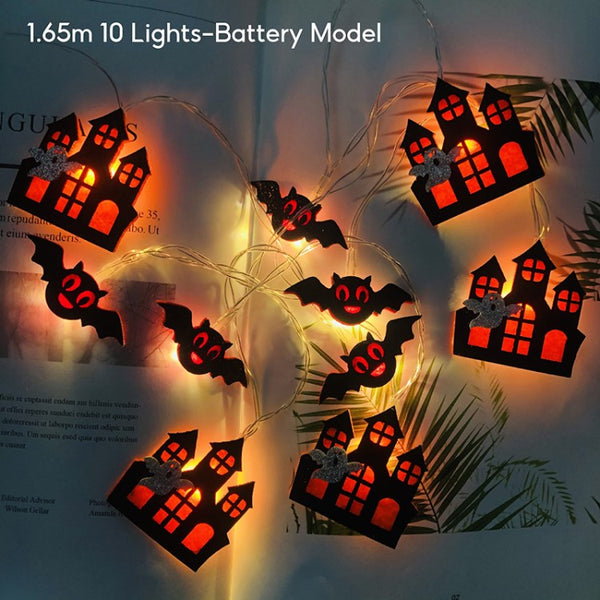LED Halloween String Lights Bat Castle Fairy Lamp Party Decoration Lights for Indoor Outdoor Home Yard Party