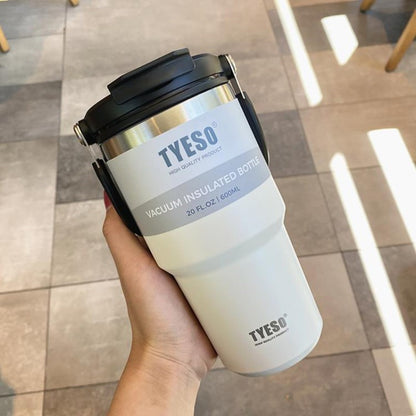 TYESO Vacuum Insulated Water Bottle Large Capacity Stainless Steel Coffee Mug with Straw Lid for Hiking, Travel (BPA-free, No FDA Certificate)