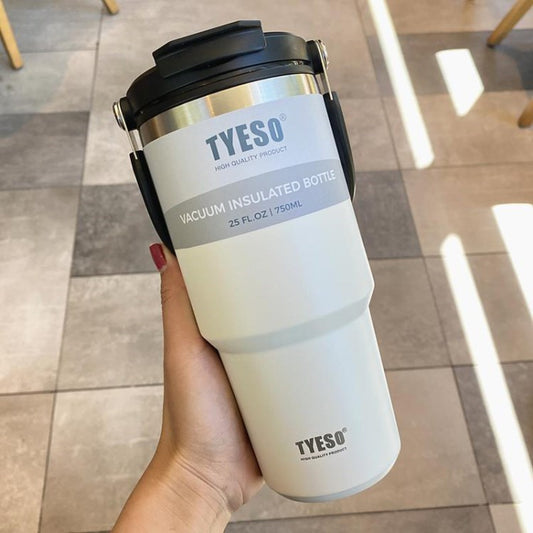 TYESO Vacuum Insulated Water Bottle Large Capacity Stainless Steel Coffee Mug with Straw Lid for Hiking, Travel (BPA-free, No FDA Certificate)