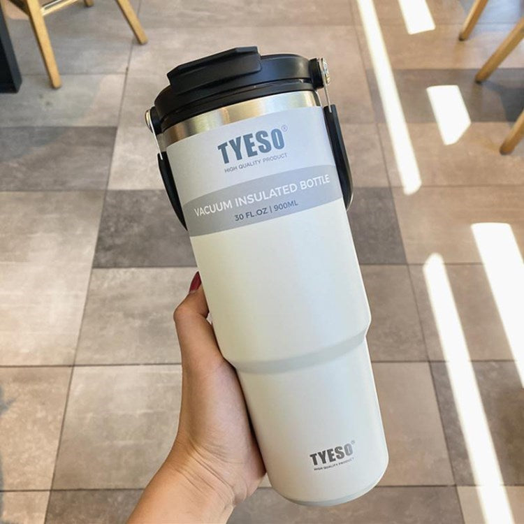 TYESO Vacuum Insulated Water Bottle Large Capacity Stainless Steel Coffee Mug with Straw Lid for Hiking, Travel (BPA-free, No FDA Certificate)