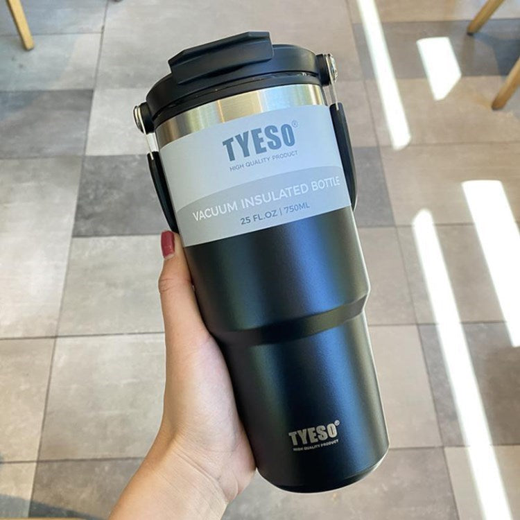 TYESO Vacuum Insulated Water Bottle Large Capacity Stainless Steel Coffee Mug with Straw Lid for Hiking, Travel (BPA-free, No FDA Certificate)