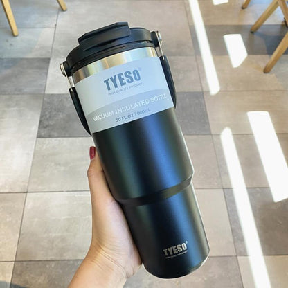 TYESO Vacuum Insulated Water Bottle Large Capacity Stainless Steel Coffee Mug with Straw Lid for Hiking, Travel (BPA-free, No FDA Certificate)