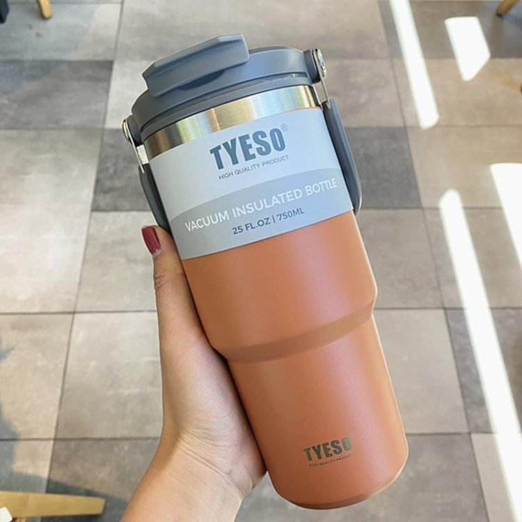 TYESO Vacuum Insulated Water Bottle Large Capacity Stainless Steel Coffee Mug with Straw Lid for Hiking, Travel (BPA-free, No FDA Certificate)