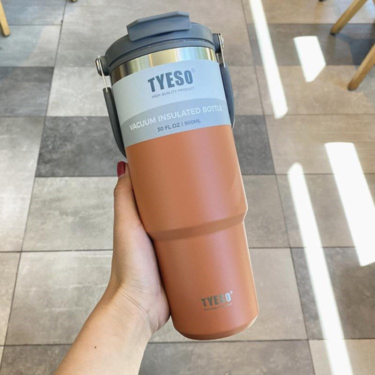 TYESO Vacuum Insulated Water Bottle Large Capacity Stainless Steel Coffee Mug with Straw Lid for Hiking, Travel (BPA-free, No FDA Certificate)