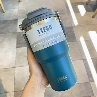 TYESO Vacuum Insulated Water Bottle Large Capacity Stainless Steel Coffee Mug with Straw Lid for Hiking, Travel (BPA-free, No FDA Certificate)