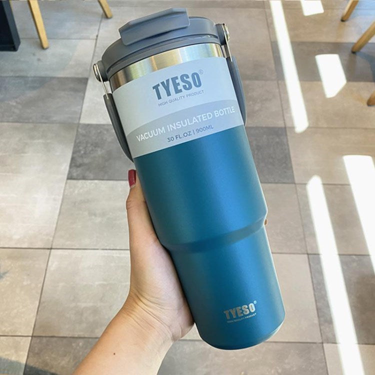 TYESO Vacuum Insulated Water Bottle Large Capacity Stainless Steel Coffee Mug with Straw Lid for Hiking, Travel (BPA-free, No FDA Certificate)
