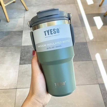TYESO Vacuum Insulated Water Bottle Large Capacity Stainless Steel Coffee Mug with Straw Lid for Hiking, Travel (BPA-free, No FDA Certificate)