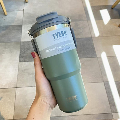 TYESO Vacuum Insulated Water Bottle Large Capacity Stainless Steel Coffee Mug with Straw Lid for Hiking, Travel (BPA-free, No FDA Certificate)