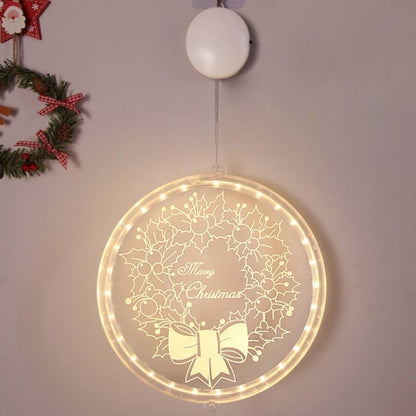 24cm Christmas Hanging Light Battery Powered LED Xmas Window Light for Xmas Tree Fireplace Window Indoor Outdoor Decor