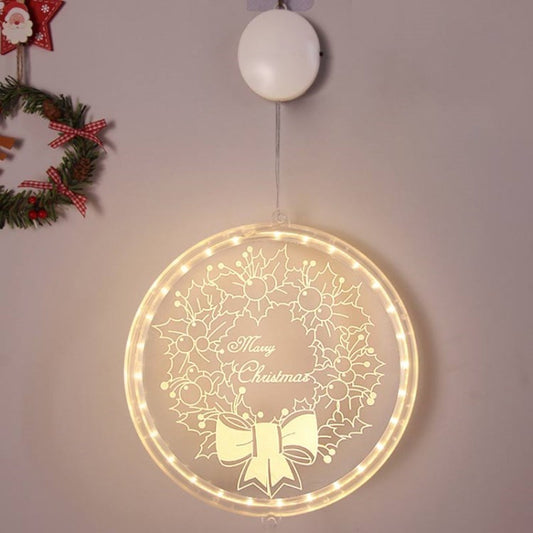 24cm Christmas Hanging Light Battery Powered LED Xmas Window Light for Xmas Tree Fireplace Window Indoor Outdoor Decor