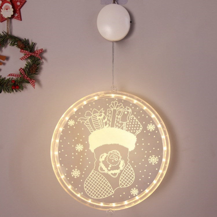 24cm Christmas Hanging Light Battery Powered LED Xmas Window Light for Xmas Tree Fireplace Window Indoor Outdoor Decor