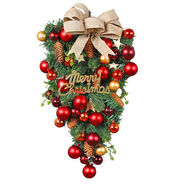 Artificial Christmas Teardrop Xmas Front Door Red Berries Pendant Swag Decoration