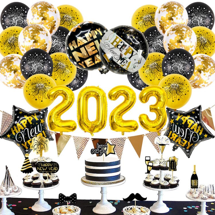 2023 Balloon Set Banner Balloon Happy New Year Eve Party Decoration Home Supply