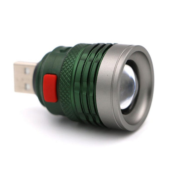LED USB Flashlight Super Bright Mini Zoomable Torch Light with 3 Light Modes for Camping