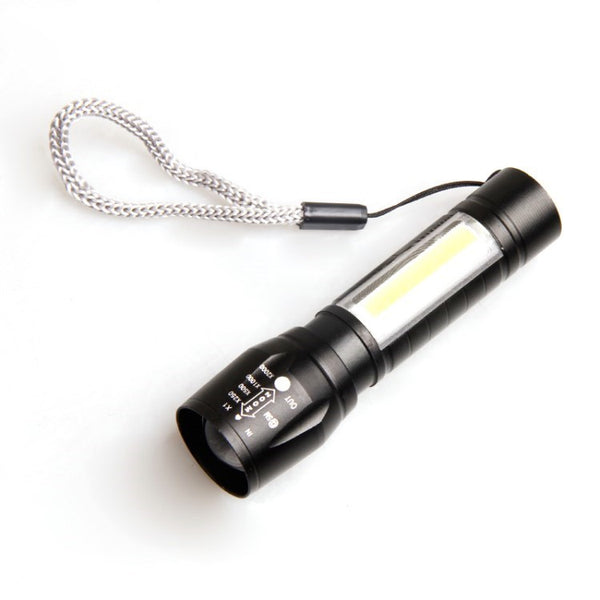 Mini Flashlight Rechargeable Zoomable LED Pocket Flashlight with COB Side Light
