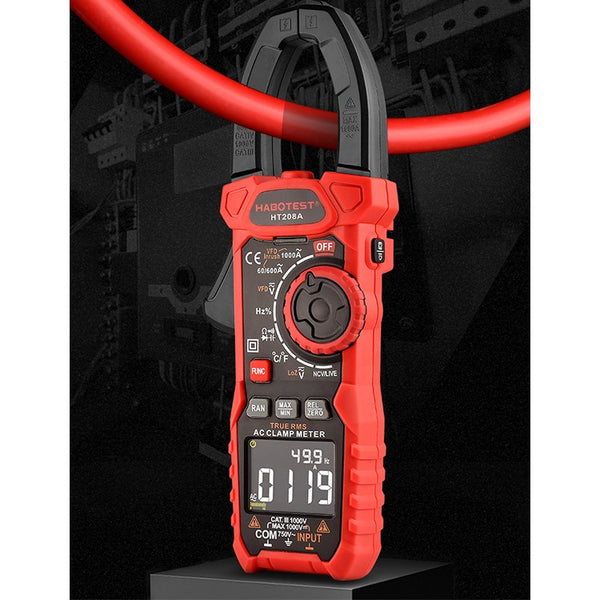 HABOTEST HT208A Digital Clamp Meter Current True RMS Capacitance NCV Ohm Hz Fast Accurately Measures Tester Multimeter
