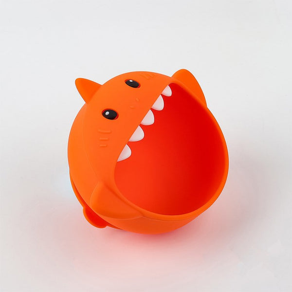 Cartoon Shark Heat-resistant Silicone Baby Bowl with Suction Cup (BPA Free, No FDA Certificate)