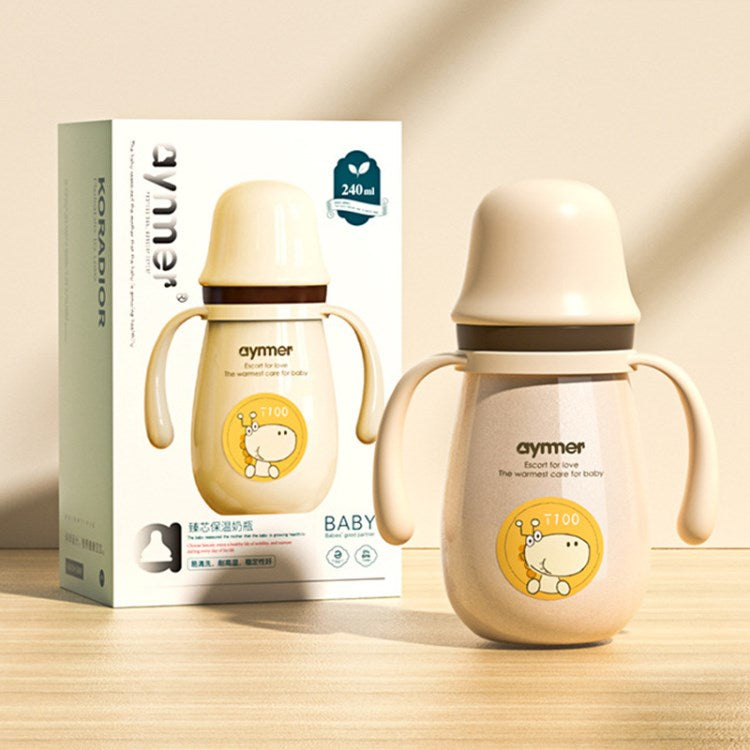 Stainless Steel Straw Sippy Cup Anti-drop Insulated Cup with Removable Handle for Baby Boys Girls (BPA Free, No FDA Certificate)
