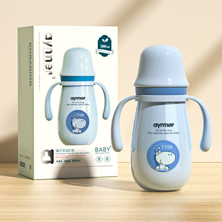 Stainless Steel Straw Sippy Cup Anti-drop Insulated Cup with Removable Handle for Baby Boys Girls (BPA Free, No FDA Certificate)