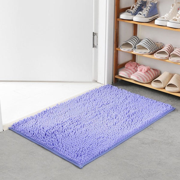 Chenille Floor Mat 50x80cm Soft Bath Rug Absorbent Non-Slip Bathroom Rug Machine Washable Bathroom Fluffy Carpet