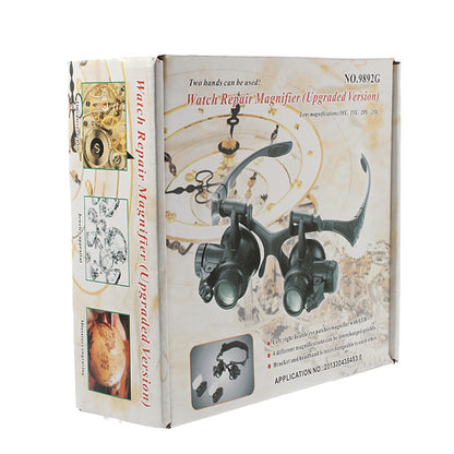 9892G 10X/15X/20X/25X Watch Repair Magnifying Glasses Eyewear Magnifier Loupe with LED Light