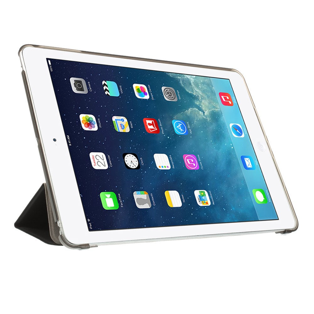 For iPad Air (2013) Protective Case Shockproof Shell PU Leather Tablet Three-fold Stand Cover Support Auto Wake/Sleep