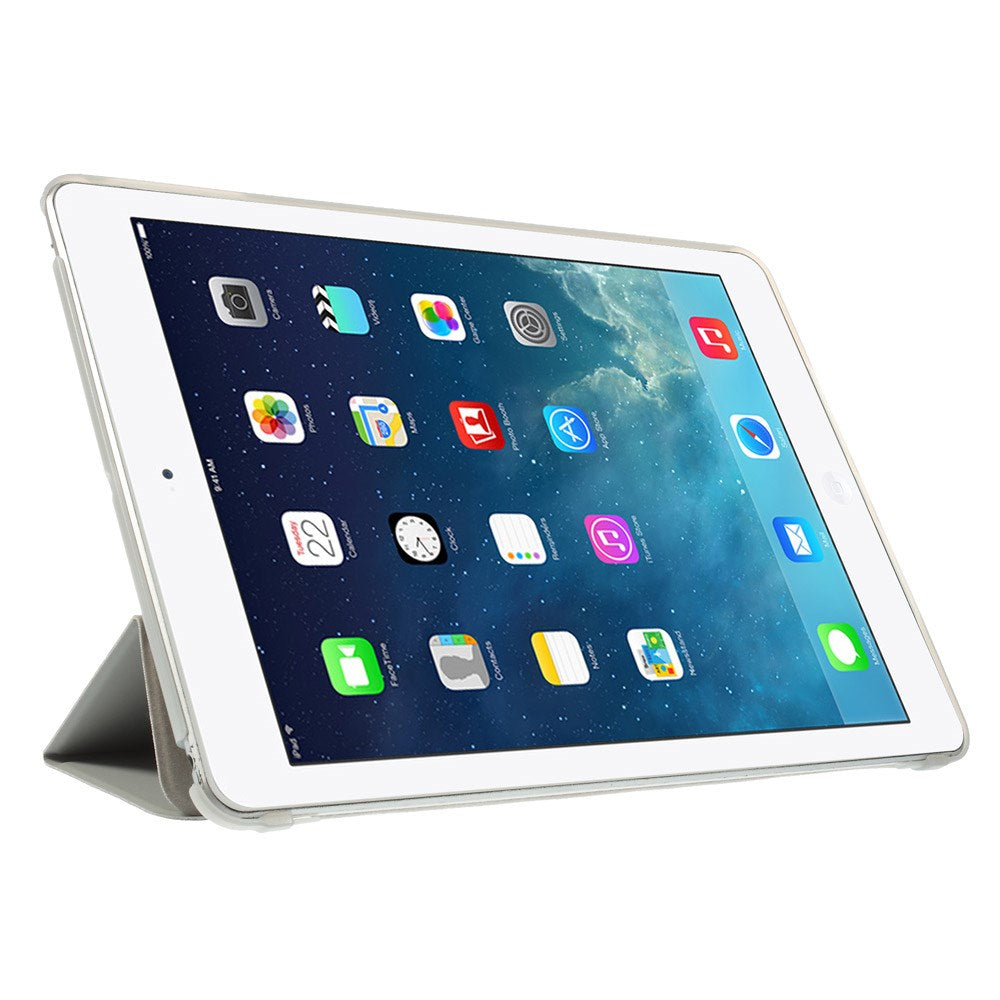 For iPad Air (2013) Protective Case Shockproof Shell PU Leather Tablet Three-fold Stand Cover Support Auto Wake/Sleep