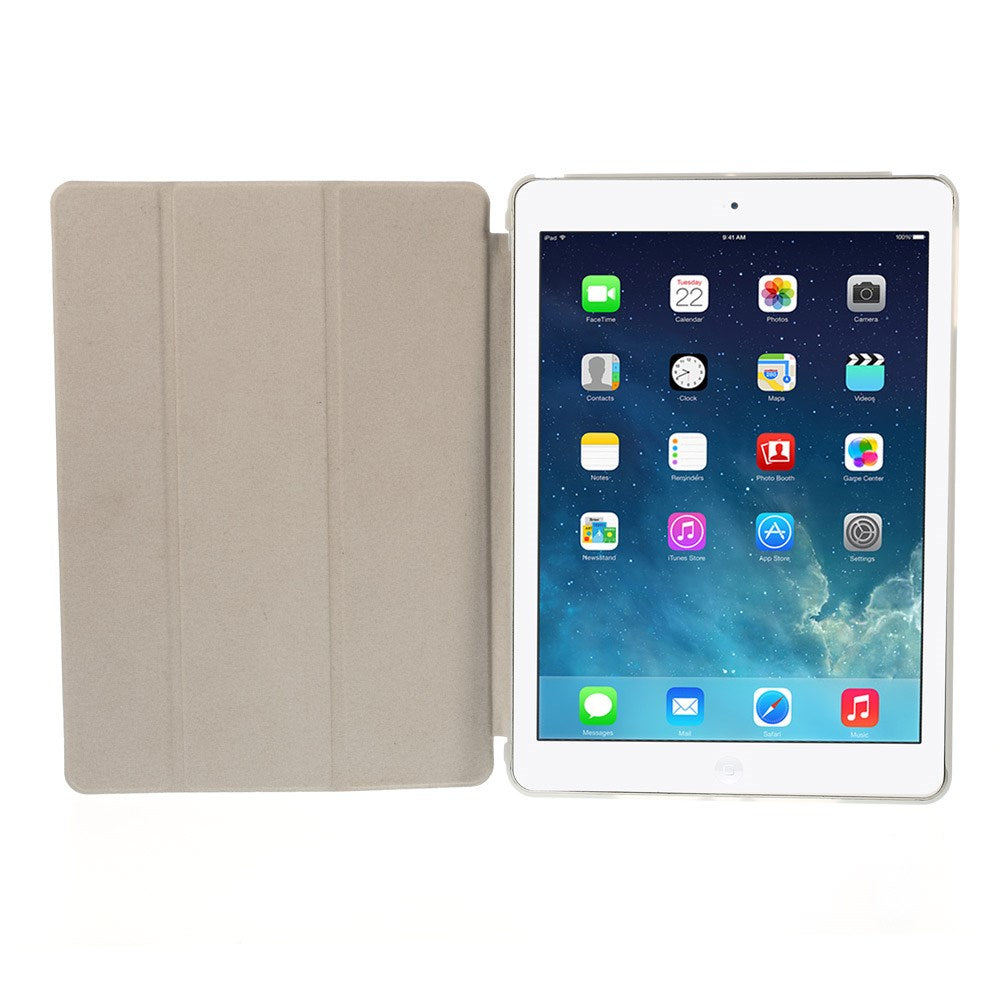 For iPad Air (2013) Protective Case Shockproof Shell PU Leather Tablet Three-fold Stand Cover Support Auto Wake/Sleep